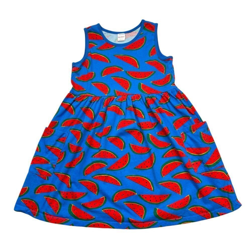 Girls Hanna Andersson Sleeveless Print Pocket Dress Watermelon Print Size 12
